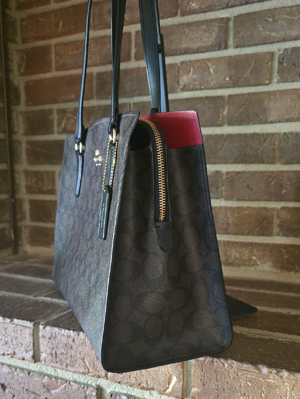 COACH TATUM 40 CARRYALL IN SIGNATURE CANVAS /LEATHER /BROWN/ BLACK - Picture 4 of 9